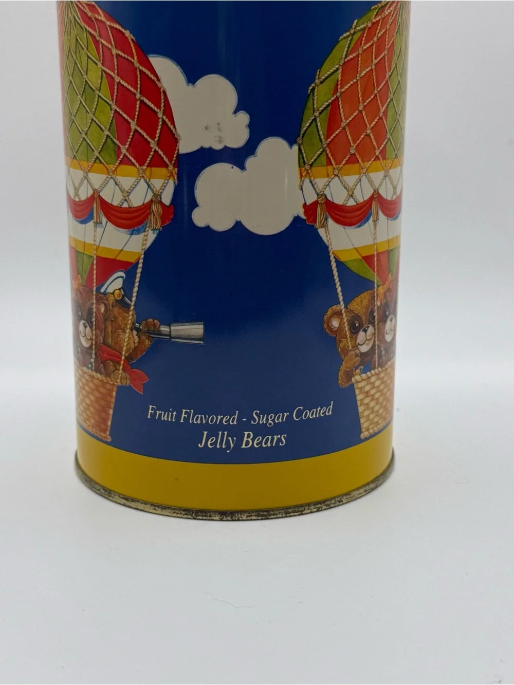 Blue and Yellow Hot Air Balloon Teddy Tin Decorative Canister